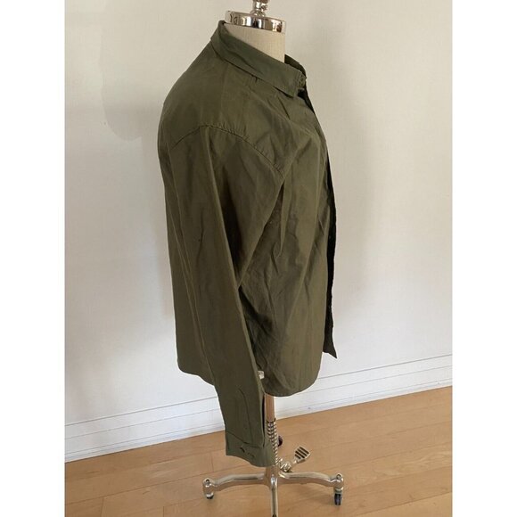 Globe Foundation Long sleeve olive button up top sz large Mens water repellent - Picture 3 of 8